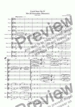 page one of Dvorak: Czech Suite Op.39  Mvt.III Sousedska (Minuetto)- wind dectet