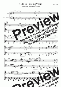 page one of Ode to Passing Years (Duet for Oboe and Bass Clarinet)