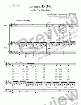 page one of Schubert - Litanei for Low Voice in Db major