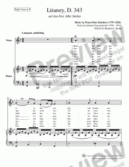 page one of Schubert - Litanei for High  Voice in F major