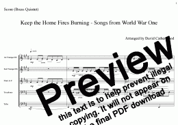 page one of Keep the Home Fires Burning - Songs from World War One arranged for Brass Quintet