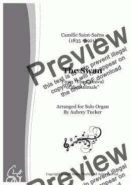 page one of Organ: The Swan / Le Cygne from 'The Carnival of the Animals' - Camille Saint-Saens