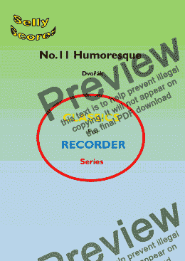 page one of CLASSICS FOR RECORDER SERIES 11. Humoresque   Dvořák  for Descant Recorder and Piano