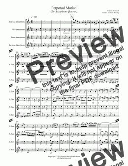 page one of Strauss II - Perpetual Motion (for Saxophone Quartet)