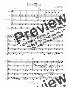 page one of Strauss II - Perpetual Motion (for Woodwind Quintet)