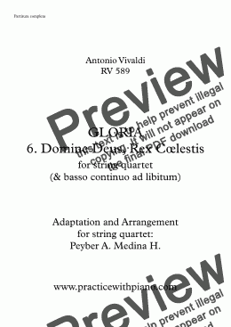 page one of Gloria - Vivaldi - 6. Domine Deus, Rex Cœlestis, for string quartet & basso continuo