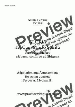 page one of Gloria - Vivaldi - 12. Cum Sancto Spiritu, for string quartet & basso continuo