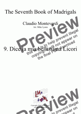 page one of Brass Sextet - Monteverdi Madrigals Book 7 - 09. Dice la mia bellissima Licori a6