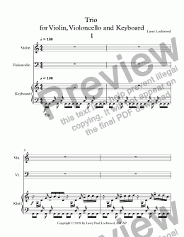 page one of Trio  for Violin, Violoncello and Keyboard