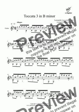 page one of Toccata 3 in B minor for solo guitar