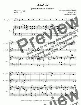 page one of Alleluia (from "Exsultate, Jubilate" - Duet for C-Trumpet)