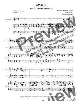 page one of Alleluia (from "Exsultate, Jubilate" - Duet for Soprano & Tenor Saxophone)