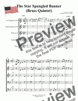 page one of The Star Spangled Banner (Brass Quintet)