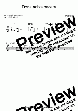 page one of Dona nobis pacem - Canon - PDF - lead sheet Melody + chords