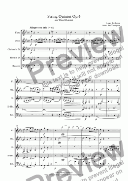 page one of Beethoven: String Quintet Op.4 (adapted from the Octet for wind Op.103) Mvt.I - wind quintet