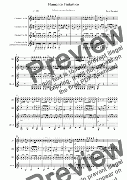 page one of Flamenco Fantastico for Clarinet Quartet