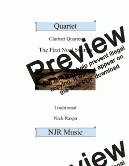 page one of The First Noel Swings - Easy Clarinet Quartet (B flat cl. 1, 2, 3, b. cl.)