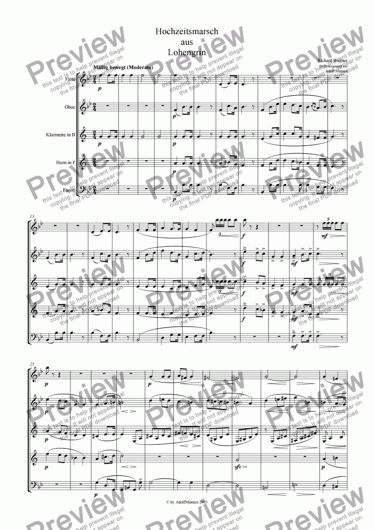 Hochzeitsmarsch aus Lohengrin (Wedding March) - Sheet Music PDF file