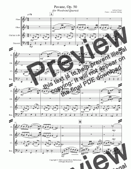 page one of Faure - Pavane, Op. 50 (for Woodwind Quartet)