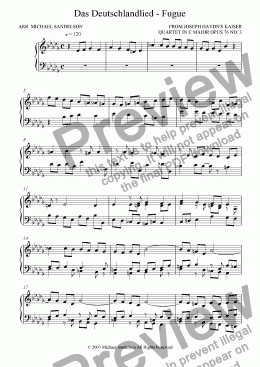 page one of Das Deutschlandlied - Fugue