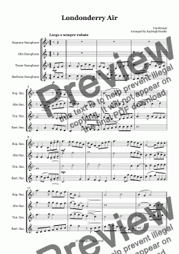 page one of Londonderry Air (SATB saxophone quartet)