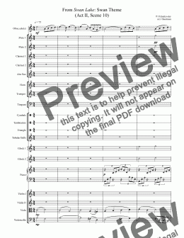 page one of TCHAIKOVSKY - From Swan Lake: Swan Theme (arranged for training orchestra with solo oboe)