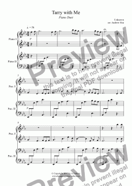 page one of Tarry with Me - Piano Four Hands