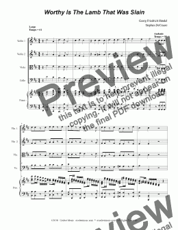 page one of Worthy Is The Lamb That Was Slain (for String Quartet)