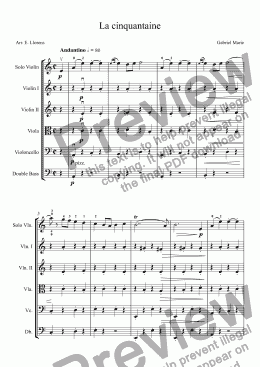 page one of La cinquantaine (arr. violin and string orchestra)