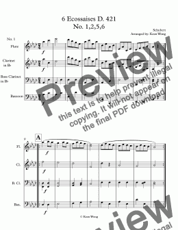 page one of schubert quartet transcribe - Score and parts