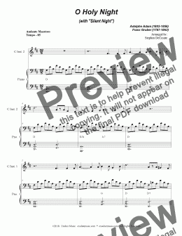 page one of O Holy Night (with "Silent Night" - Duet for C-Instruments)