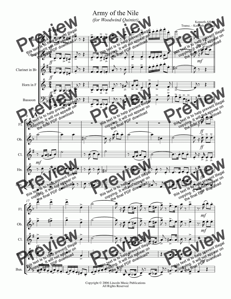 March - Army of the Nile (for Woodwind Quintet) - Sheet Music PDF file