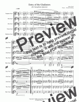 page one of March - Entry of the Gladiators (for Saxophone Quartet SATB or AATB)