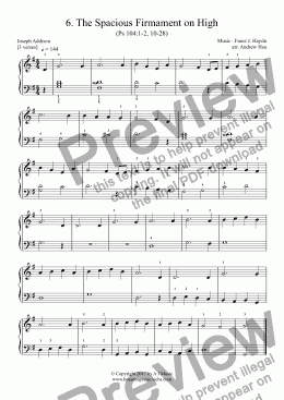 page one of The Spacious Firmament on High - Really Easy Piano 6