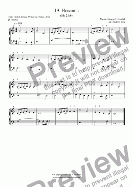 page one of Hosanna - Really Easy Piano 19