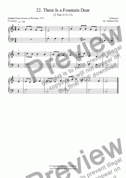 page one of There Is a Fountain Dear - Really Easy Piano 22