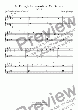 page one of Through the Love of God Our Saviour - Really Easy Piano 28