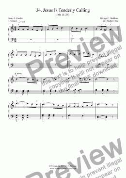 page one of Jesus Is Tenderly Calling - Really Easy Piano 34