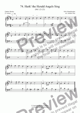 page one of Hark! the Herald Angels Sing - Really Easy Piano 74