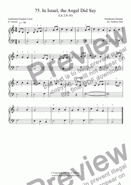 page one of In Israel, the Angel Did Say - Really Easy Piano 75