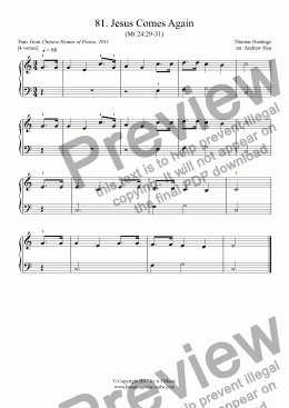 page one of Jesus Comes Again - Really Easy Piano 81