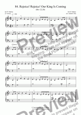 page one of Rejoice! Rejoice! Our King Is Coming - Really Easy Piano 84