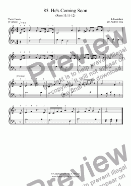 page one of He's Coming Soon - Really Easy Piano 85