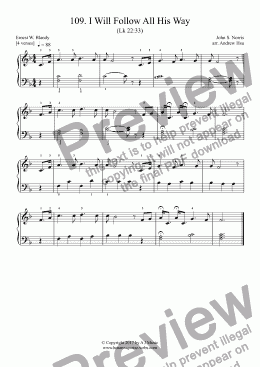 page one of I Will Follow All His Way - Really Easy Piano 109