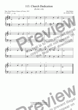 page one of Church Dedication - Really Easy Piano 113