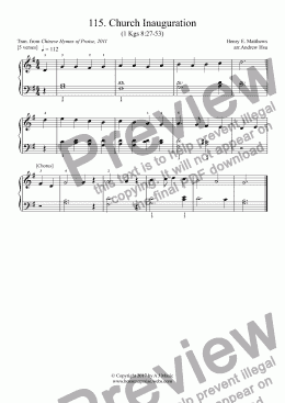 page one of Church Inauguration - Really Easy Piano 115