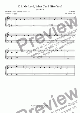 page one of My Lord, What Can I Give You? - Really Easy Piano 121