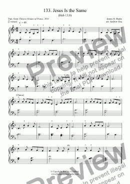 page one of Jesus Is the Same - Really Easy Piano 133