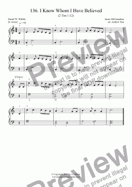 page one of I Know Whom I Have Believed - Really Easy Piano 136