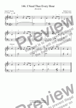 page one of I Need Thee Every Hour - Really Easy Piano 146